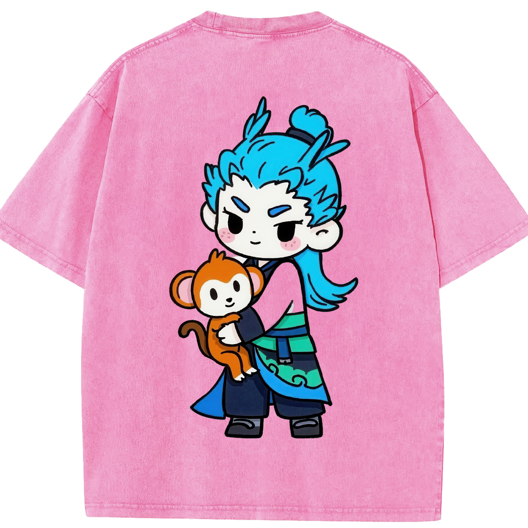 （画像用） Ne Zha 2 ナタ 魔童の大暴れ 綿100% ヴィンテージ風 半袖Tシャツ（背面プリント）